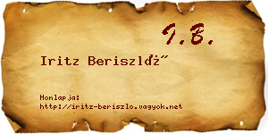 Iritz Beriszló névjegykártya